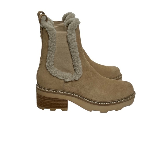 NWOT Calvin Klein Leather Faux Fur Anissa Chelsea Ankle Boots - Picture 4 of 15